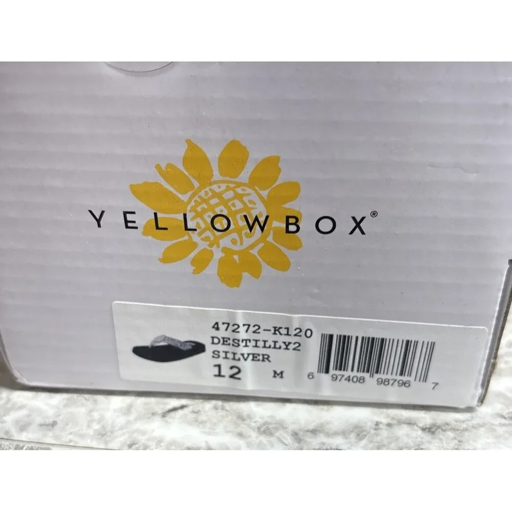 Yellow Box Flip Flops Kids 12M Destilly2 Silver Sparkle New With Box